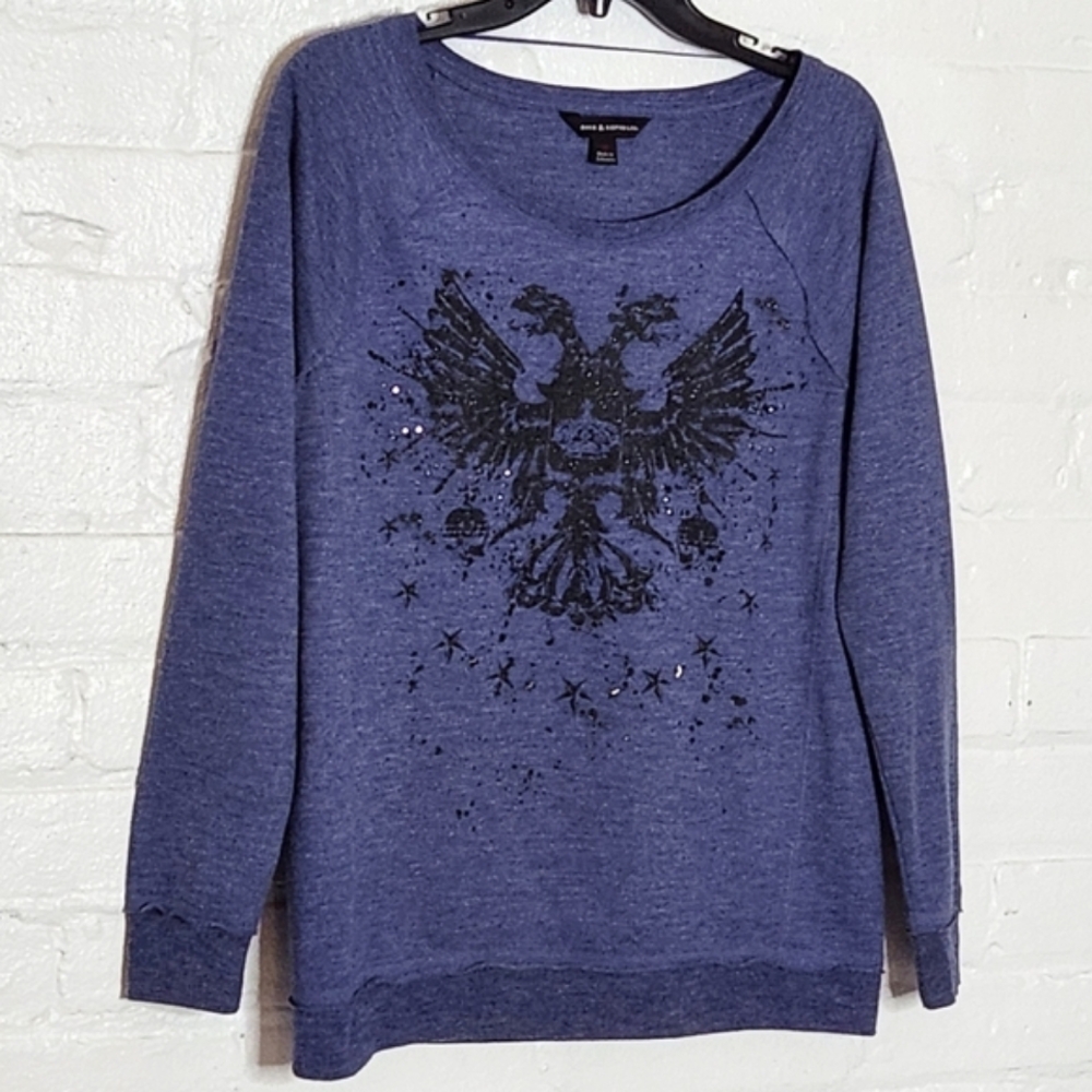Rock & Republic Sweatshirt with Black Sparkle Graphic - Picture 1 of 5